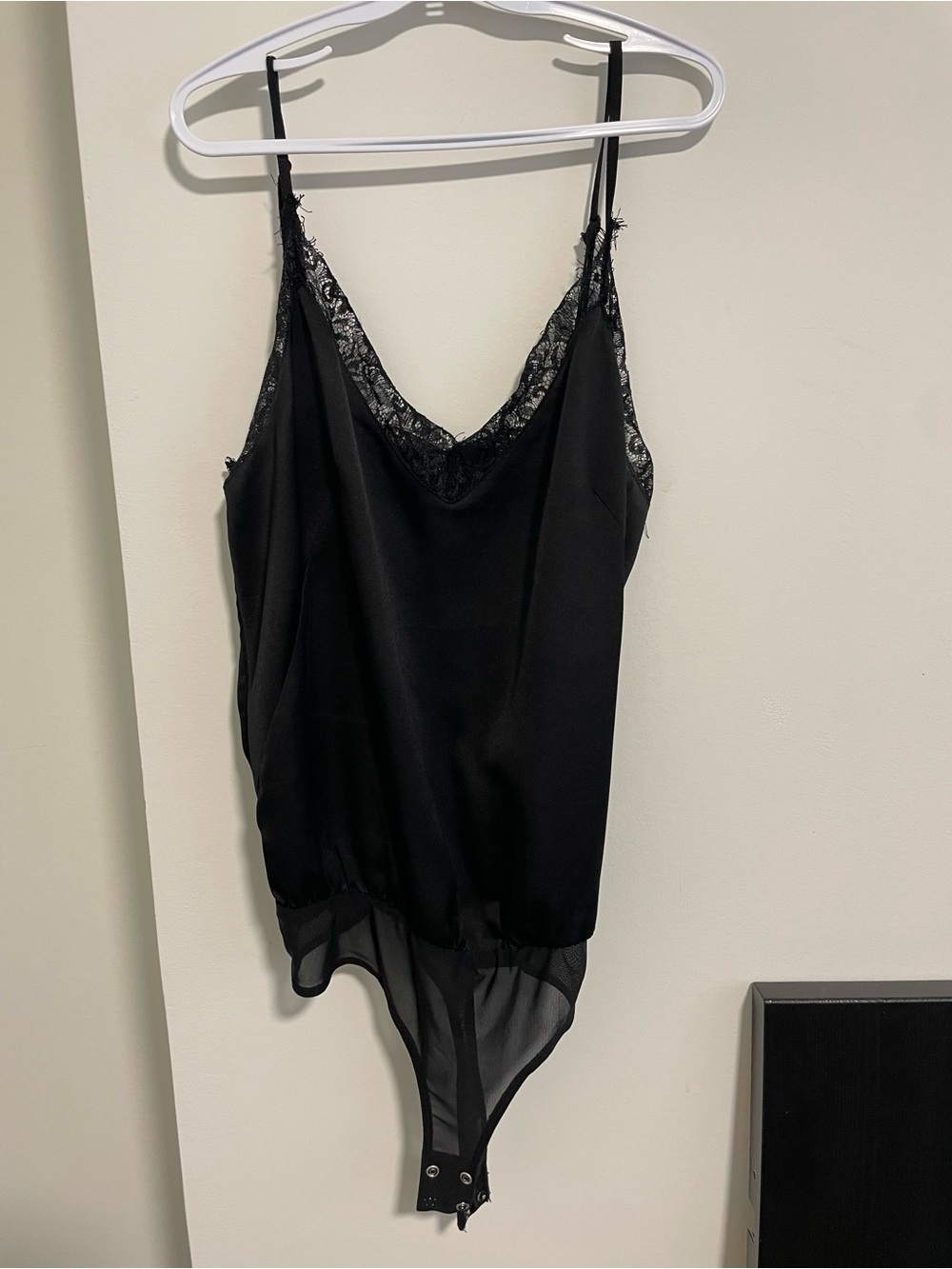 Dynamite Black Lace-Trim Slip Bodysuit